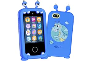 TKECWOB Kids Smart Phone Toys for 3 4 5 6 7 8 Year Old Boys Touchscreen Toy Phone with Camera Video Music Games Habit Alarm Stories Sight Words Dinosaur Toys for Ages 5-7 Birthday Gifts Ideas with 8G SD Card