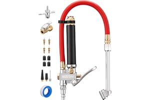 AstroAI T3 Heavy-Duty Tire Pressure Gauge with Inflator, Dual Head Chuck ANSI B40.1 Accurate Air Chuck with Pressure Gauge, 10-120 PSI, Compatible with 1/4" NPT Air Compressor
