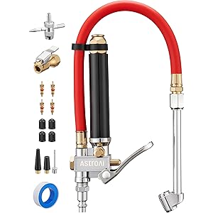 AstroAI T3 Heavy-Duty Tire Pressure Gauge with Inflator, Dual Head Chuck ANSI B40.1 Accurate Air Chu...