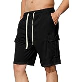 Asrlivp Mens Casual Cargo Shorts Cotton Elastic Waist Drawstring Sweat Shorts Gym Workout Jogger Shorts