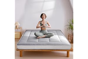 MAXYOYO 6" Extra Thick Floor Futon Mattress, Foldable Japanese Floor Mattress for Adults, Roll Up Tatami Pad for Guest Room, Grey, Queen