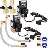 Bonuci 2 Sets Electronic Drain Valve 110V Automatic Compressor, Separating | Auto Tank Drain System, Brass Body with Braided Hoses, Fast Fittings, Timer Control for Compressed Air Moisture Removal