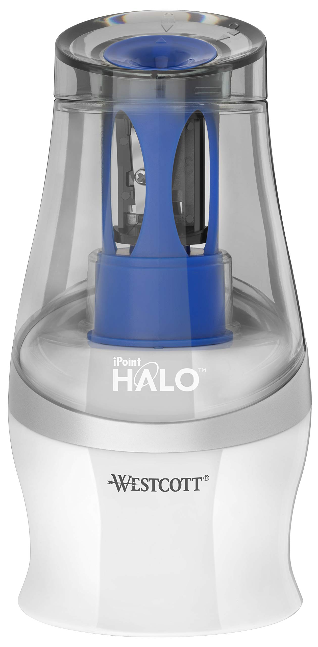 Westcott iPoint HALO Battery Operated Pencil Sharpener white/blue
