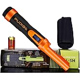 LCD Display Fully Waterproof Pinpoint Metal Detector Pinpointer - (Three Mode) 360&deg;Search Treasure Pinpointing Finder Probe with Belt Holster Accessories for Adults and Kids,Hs10 Orange Color