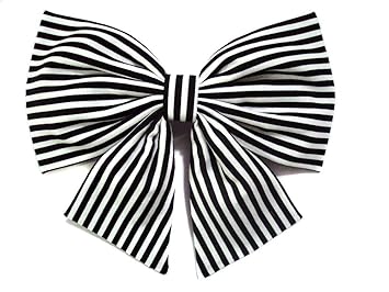 Amazon Com Edgy Black White Stripes Cheer Hair Bow W Tails