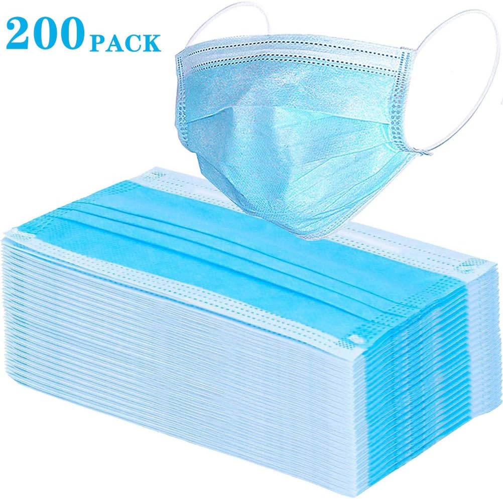 Disposable Surgical Masks with Elastic Ear Hooks,Breathable 3 Layers,Comfortable,Prevent dust Pollution,Prevent flu,Medical (blue/200 Packs)