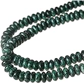 Tashidelek 2x4MM Natural Stone Beads Rondelle Spacer Wheel Disk Loose for Beading Jewelry Making(Green Stone)