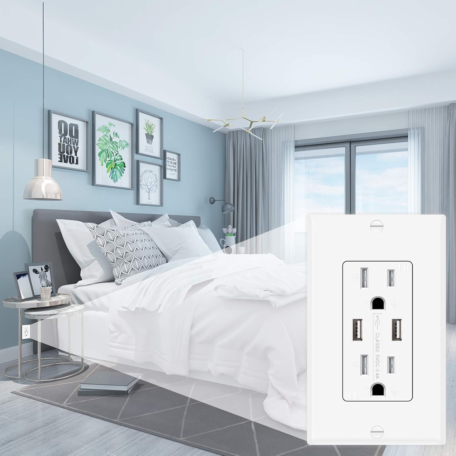 USB Outlets Receptacles, GUKIBO 10 Pack 3.4A USB Wall Outlets 15A Tamper Resistant Duplex Receptacle 125V Electrical Outlets with USB Ports - - 