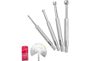 PNYZIK 4 PCS Small Hole Gauge Set Ball Type, Full Round Telescoping Gauge Set with 32 Blades Steel Feeler Gauge for Measuring Gap Width or Thickness, 1/8"-1/2" Range