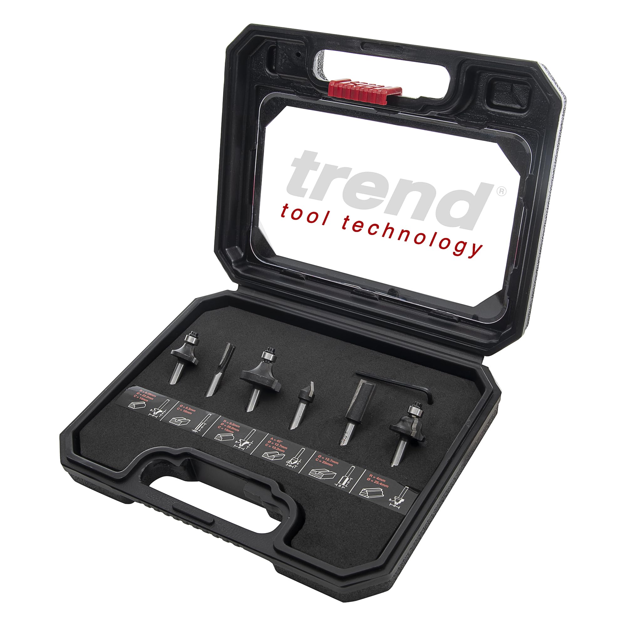 Trend 6 Piece Router Bit Starter Set, 1/2 Inch Shank, Tungsten Carbide Tipped, Storage Case Included, SET/SS11X1/2TC