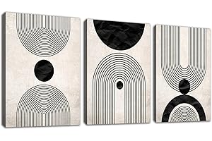 Wall Art Canvas Set Mid Century Boho Pictures Modern Abstract Geometric Wall Decor Minimalist Black Beige Bohemian Canvas Pai