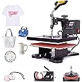 CO-Z 110V 5 in 1 Heat Press 360 Degree Swivel Heat Press Machine Multifunction Sublimation Combo T Shirt Press Machine for Mu