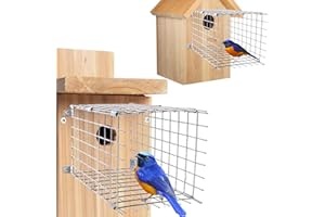CHEPHON Bluebird House Predator Guards 2 Pcs, Strong Metal Wire Birdhouse Entrance Protector Guard Bird House Protector Guards for Eastern Bluebird Box (Square)