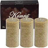 KONNI Wax Yellow Pillar Candles Set of 3, 3"x 6" Unscented Pillar Candles Bulk, 56 Hours Long Burning Candles, Smokeless&Dripless Large Round Candle for Wedding, Home Decoration, Parties, Spas, Dinner