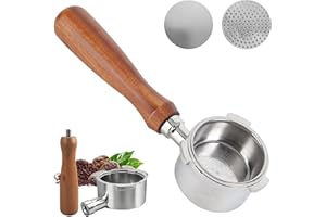 51mm Bottomless portafilter,Coffee Machine Handle 51mm Filter, Featuring Secondary (Double-Layer) Water Distribution Mesh & E