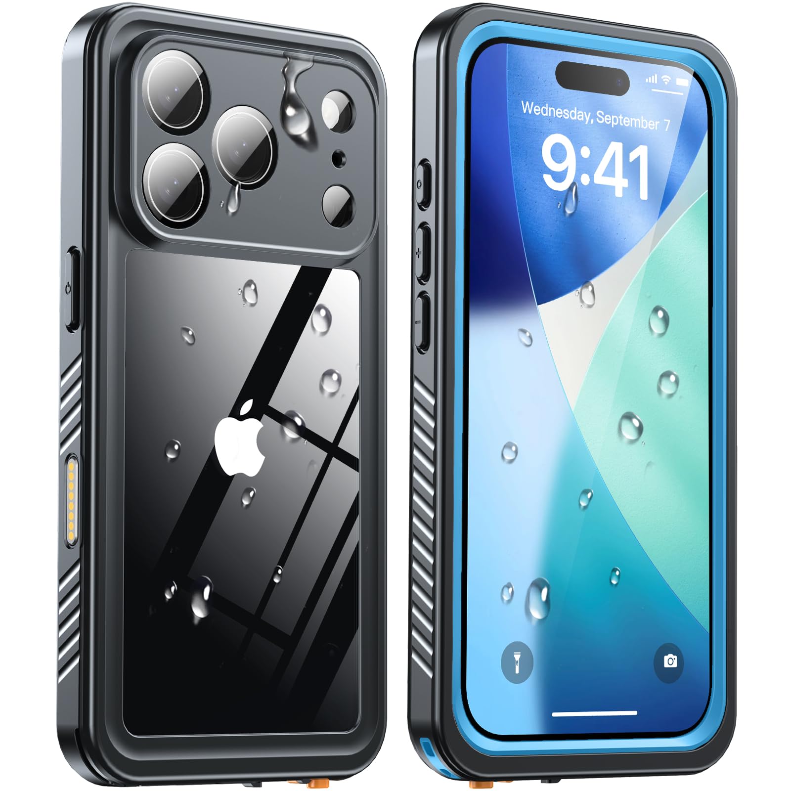 Photo 1 of ANTSHARE for iPhone 17 Pro Case, IP68 Waterproof Shockproof Case, [Built-in Screen Protector] - 12 FT Military Dropproof - Full Body Heavy Duty Rugged Phone Cover 6.3 inches - Blue/Clear