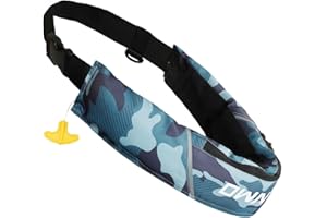 Owntop Manual Inflatable Belt Pack, Adults Swim Jacket with Blowpipe & Whistle, 24g CO2 Cylinder Included, Low Profile for Kayaking, Fishing, Paddle Sports