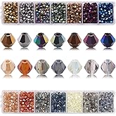 Crystal Glass Beads for Jewelry Making, Faceted Crystal Beads 4MM Bicone Shaped Bead for Bracelet Nacklace Earrings DIY Beading (14 Colors &1400pcs Total)