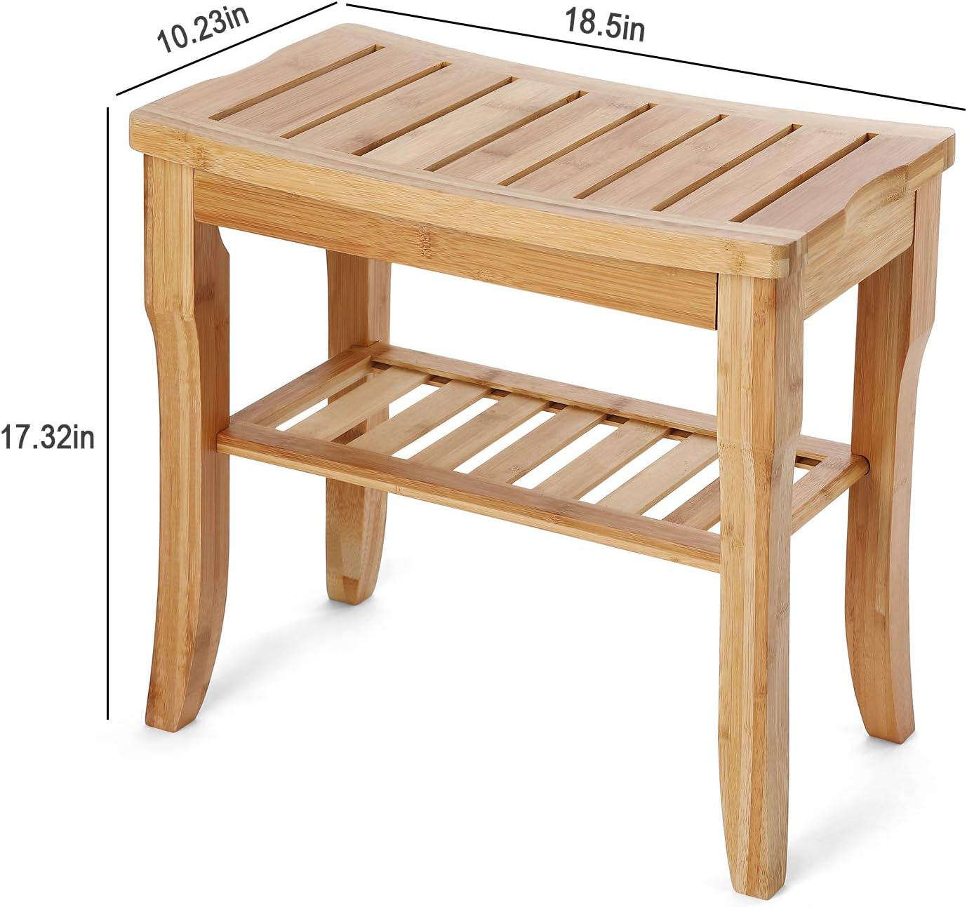 HYNAWIN Bamboo Shower Caddy Bathroom Bench Sturdy Waterproof Stool with Shelf Foot Stool & Shower Shelf-Indoor Outdoor Patio Garden Yard Bath Shower Bench Caddy: Home & Kitchen