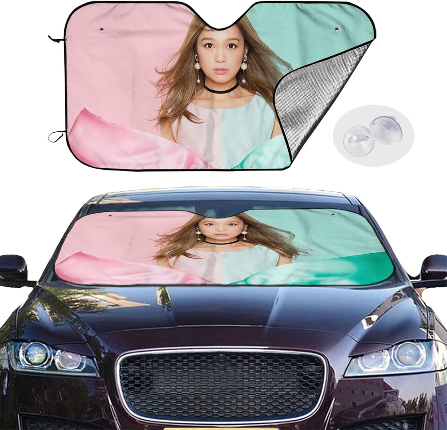 Amazon 西野カナ にしの かな 3 車のフロントガラスのサンシェード ウインドシールドバイザーカバー シェーディング 太陽から守る 熱およびuv保護 折りたたみ可能 持ち運びや保管が簡単 プライバシー保護 ファッション車の窓サンシェード サンシェード 車 バイク