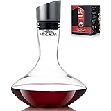 VnoPerito Wine Decanter,Red Wine Carafe,Decanter with Built-in Aerator Pourer, 100% Hand Blown Lead-free Crystal Glass with S