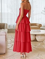 ZESICA Women‘s Summer Boho Strapless Maxi Dress