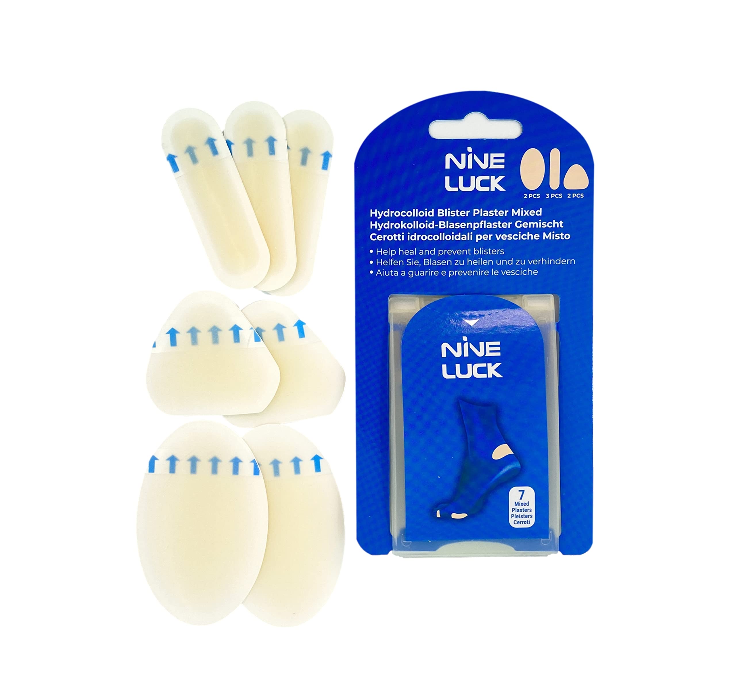 7pcs Assorted Blister Plasters for Feet - Blister Tape, Hydrocolloid Plasters, Anti Blister Stick, Your Second Skin for Blister Prevention Or Athletes Foot Treatment of Holiday Essentials.