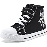 K KomForme Toddler Sneakers Girls Canvas High Top Walking Shoes with Hook and Loops