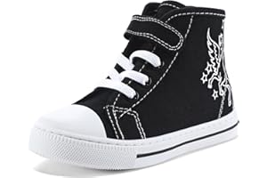 K KomForme Toddler Sneakers Girls Canvas High Top Walking Shoes with Hook and Loops