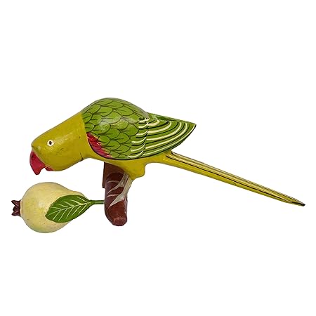 CINAGRO - Wall Hanging Wooden Parrot Figurine for Garden & Home Decor. Pure Handmade Product Using Ponki Wood & Natural Colors