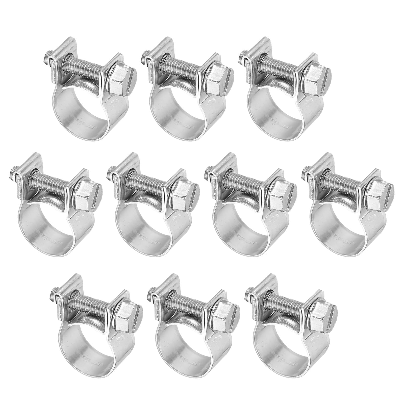 PATIKIL 10 Pcs 12-14mm Mini Fuel Injection Hose Clamps Stainless Steel Adjustable Clamp