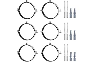 AKIHISA 6 Pcs 5.4-5.6 Inch Split Ring Pipe Hanger, 138-142mm Heavy Duty Adjustable Pipe Bracket Clamp with Screw & Expansion Tube, Wall Ceiling Mount Combination Thread M8/M10 Metal Pipe Clamps