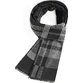 Prupoky Mens Winter Scarf Cashmere Feel Warm Scarves Long Plaid Tassel Scarf for Men