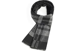 Prupoky Mens Winter Scarf Cashmere Feel Warm Scarves Long Plaid Tassel Scarf for Men