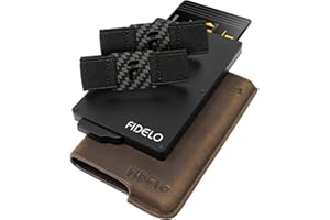Fidelo Minimalist Wallet for Men - RFID Blocking Wallet Credit Card Holder, Slim Wallet for Men and two Cash Band For Your Pop up Wallet