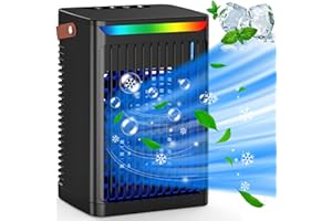 LQTTEK Portable Air Conditioners - Portable AC Mini Air Cooler with Handle,Personal Quiet Small Mobile Cooling Fan,USB Powered,2/4/6 H Timer, 5 Speeds,60°Adjustment,for Office, Home, Room,Desk,Car - Black