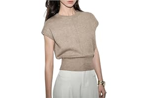 MakeMeChic Women's Short Cap Sleeve Crop Sweater Dressy Tops Cinched Waist Crew Neck Summer Lightweight Sweaters Knit Tops