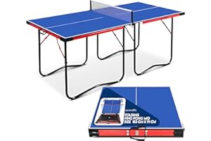 SereneLife Ping Pong Table Set – Portable & Foldable Table Tennis with Net, Post & Clipper – Space-Saving Design for Indoor &