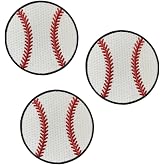 Baseball Ball Iron On Patch &ndash; Sports Baseball Emblem, DIY Sew-On Patch for Jackets, Hats, Bags, and Athletic Apparel 2.55 Inch 3 Pcs
