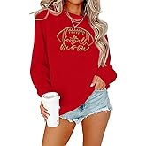 BINLANHANAT Women Football Game Day Sweatshirt Embroidered Football Graphic Pullover Casual Sunday Funday Long Sleeve Top