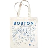 MAPTOTE Grocery Canvas Tote - Reusable Cotton Canvas Bag for Shopping, Daily Errands, Beach Trips and Travel - Screenprinted, Earth Friendly, and Made in USA - Map Style, Boston