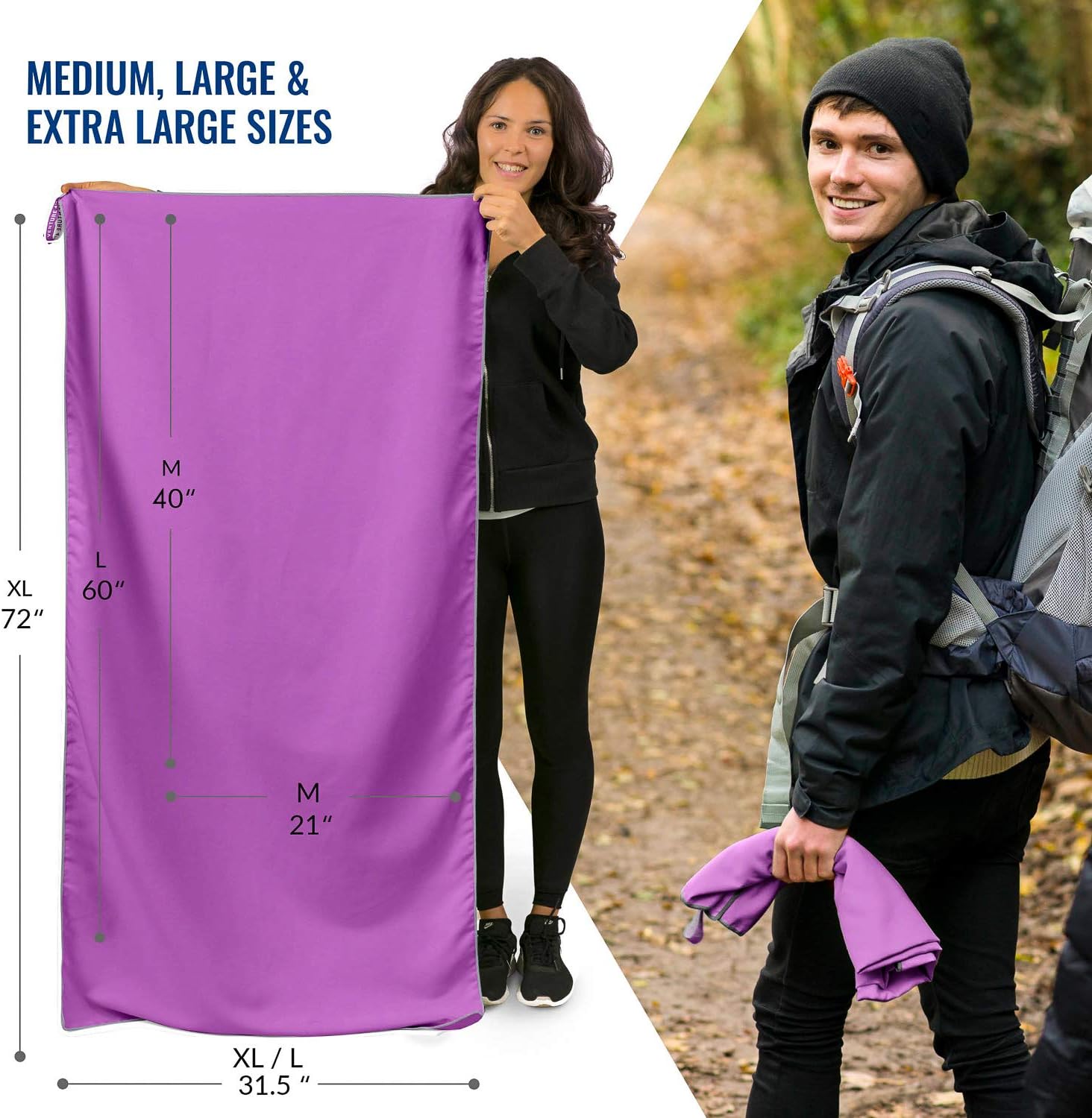 VENTURE 4TH Quick Dry Travel Towel - Fast Drying Ultra Soft Microfiber Towels - Essential for Camping, Backpacking, Yoga, Swimming, Gym, Sports and Beach - 3 Compact Sizes : Sports & Outdoors