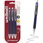 uniball&trade; Jetstream RT Ballpoint Pens, Black, Blue &amp; Red Ink, 3 Count | 0.7mm Fine Point, Retractable, Smooth Writing, Quick-Drying, Smear-Resistant, uni Super Ink&trade;