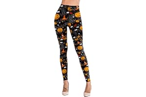 Sipaya Women's Brushed Christmas Halloween Ankle Length Seasonal Printed Leggings Black Deals Friday S-3XL
