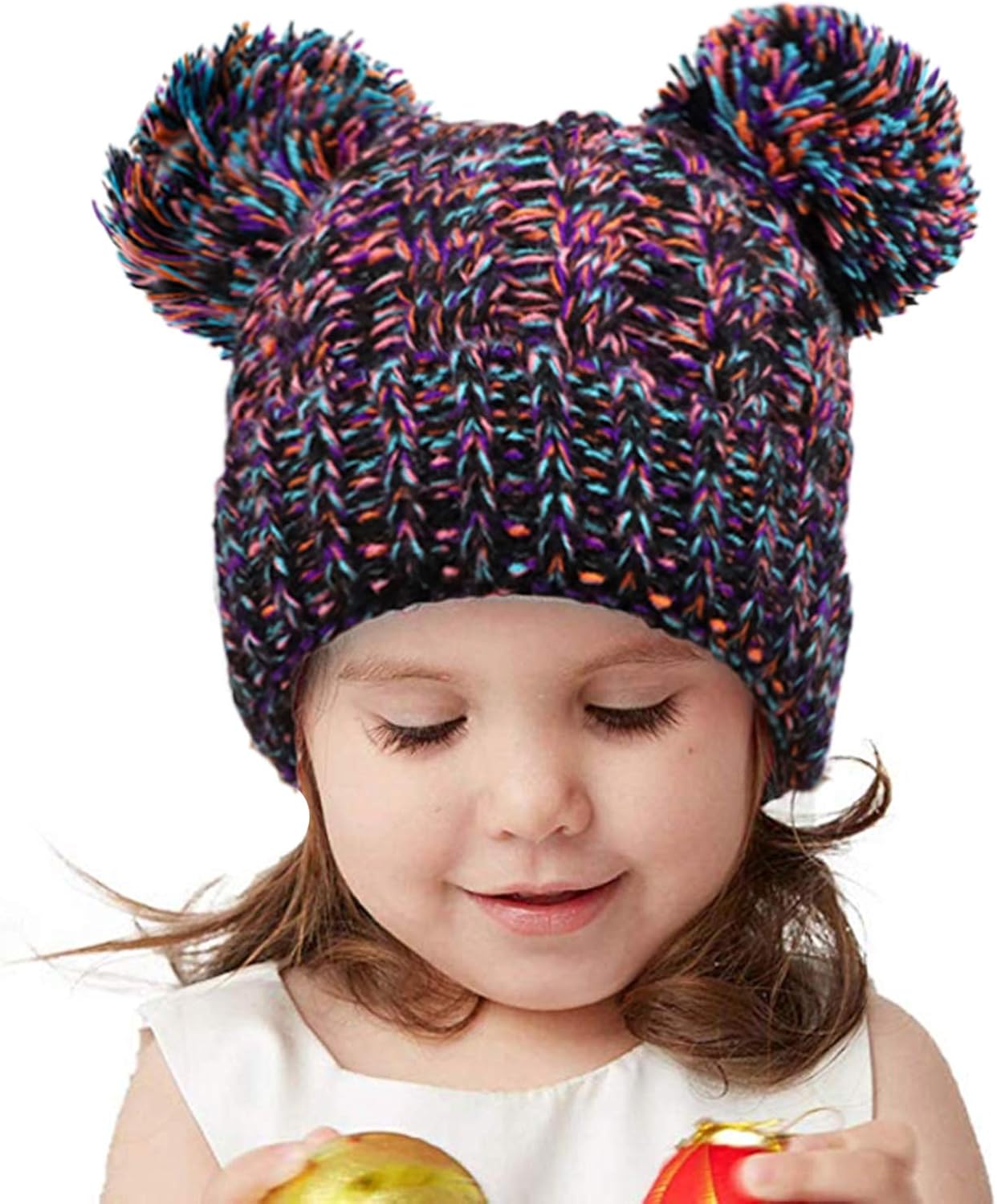 2 pom pom beanie hat