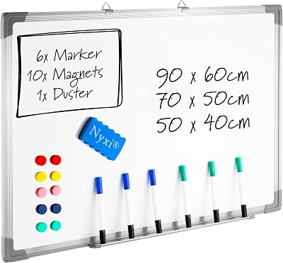 Nyxi Whiteboard 70x50 cm Dry-Wipe Magnetic Aluminium Frame with Zinc Sheet