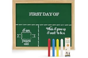 First Day of School Board, Wooden Framed 14" x 11" Back to School Sign for Kids/Girls/Boys, Reusable 1st Days of Preschool/Ki
