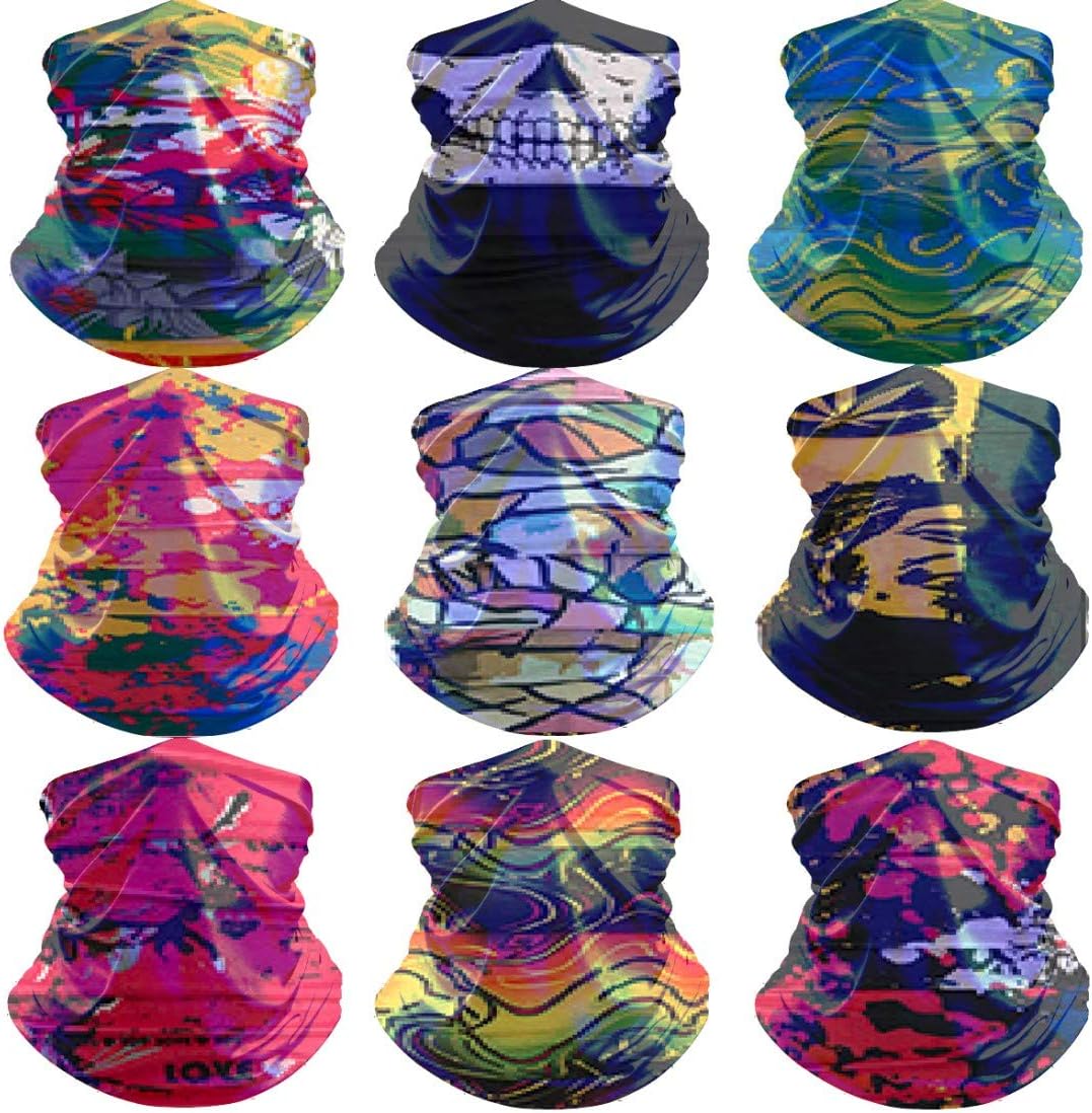HCMY Multifunctional Magic Scarf Outdoor Headwear Bandana Sports Tube UV Face Mask for Workout Yoga 9pcs