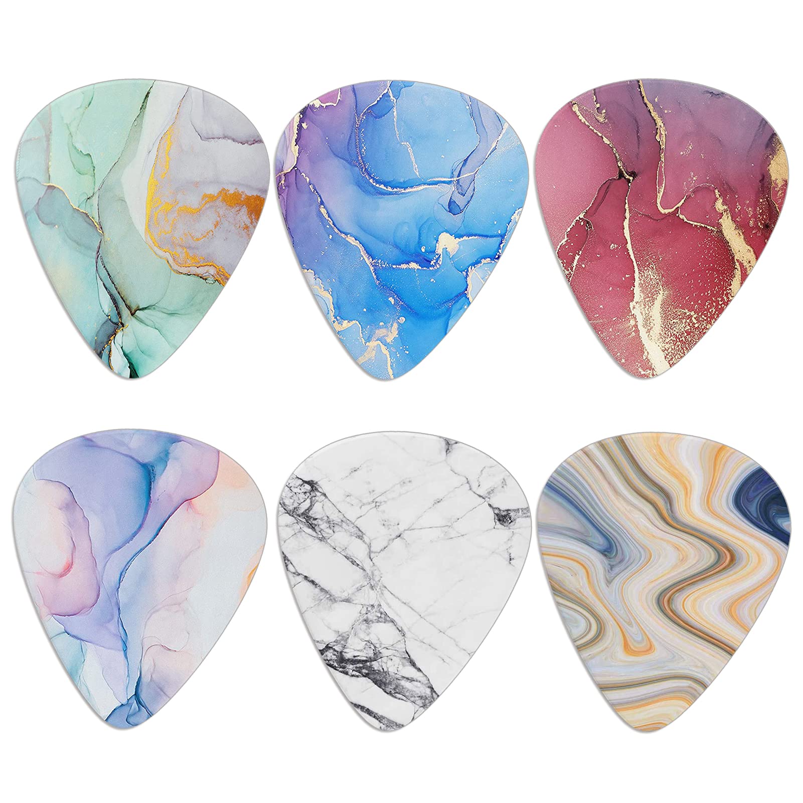 Howilath Marble Guitar Plectrums for Your Acoustic,Electric,or Bass Guitar 0.96 mm Unique Guitar Gift For Bass