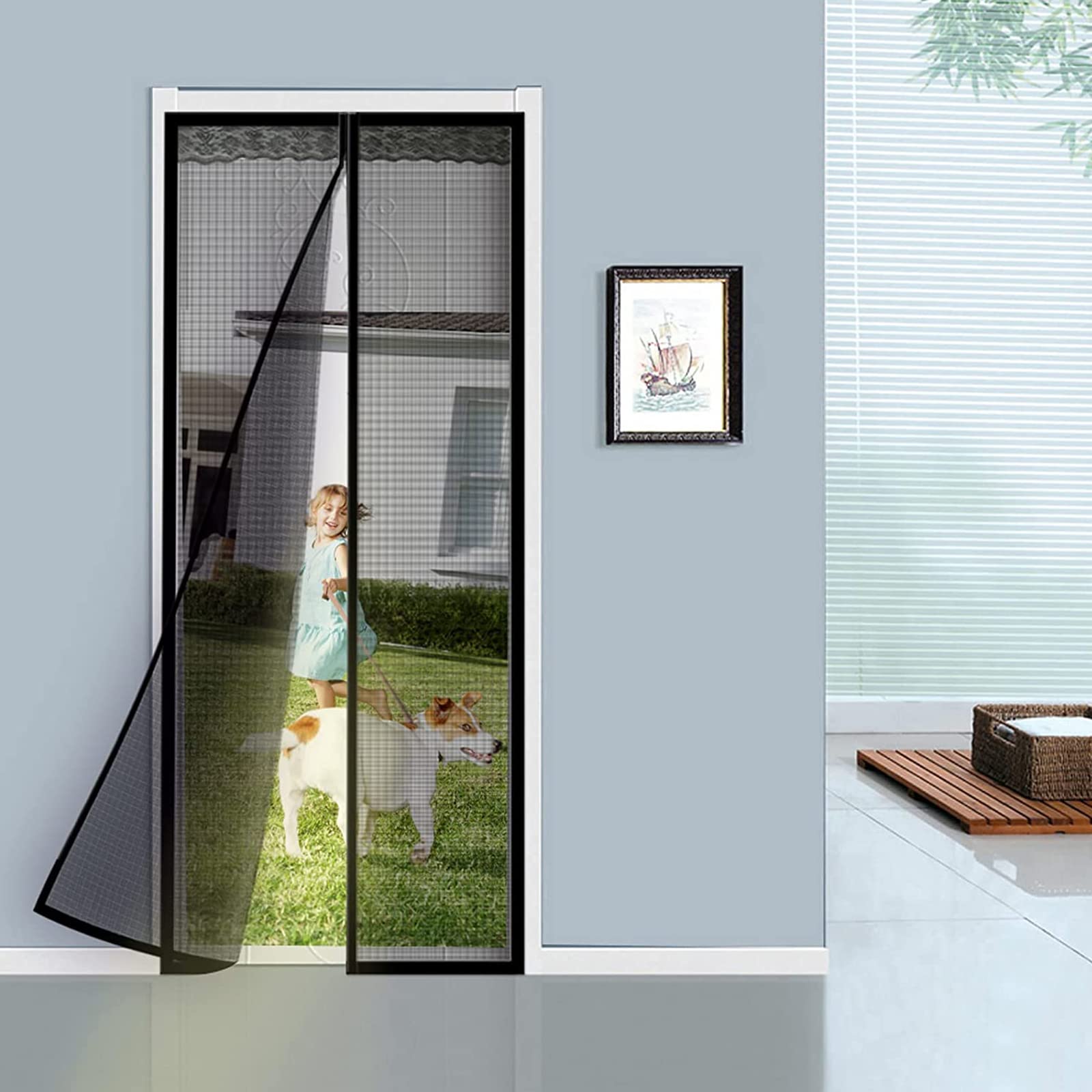 Magnetic Fly Insect Screen Door, Anti Mosquito Mesh Fly Curtain,Door Screens for Keeping Bugs Out, Fly Nets Screen Mesh Curtain Fits Door Up to 90 x 210 cm